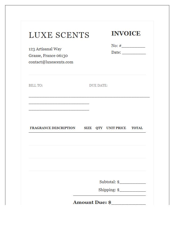 Premium Fragrance Candle Business Invoice Template