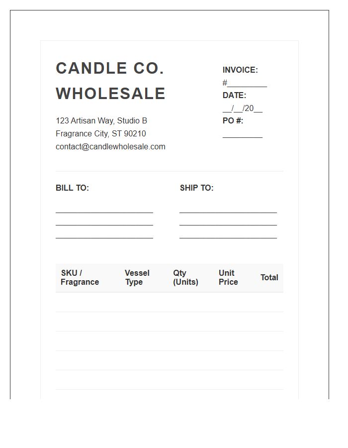Wholesale Candle Maker Order Invoice Template