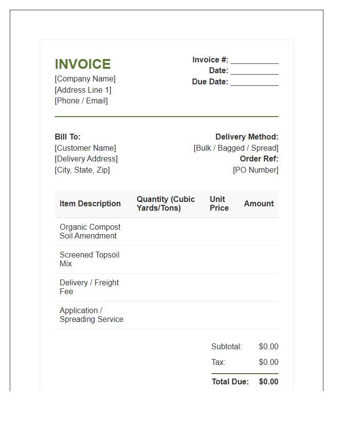 Compost Soil Amendment Invoice Template