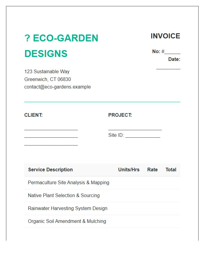 Eco Friendly Garden Design Invoice Template