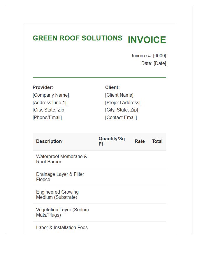 Green Roof Installation Invoice Template