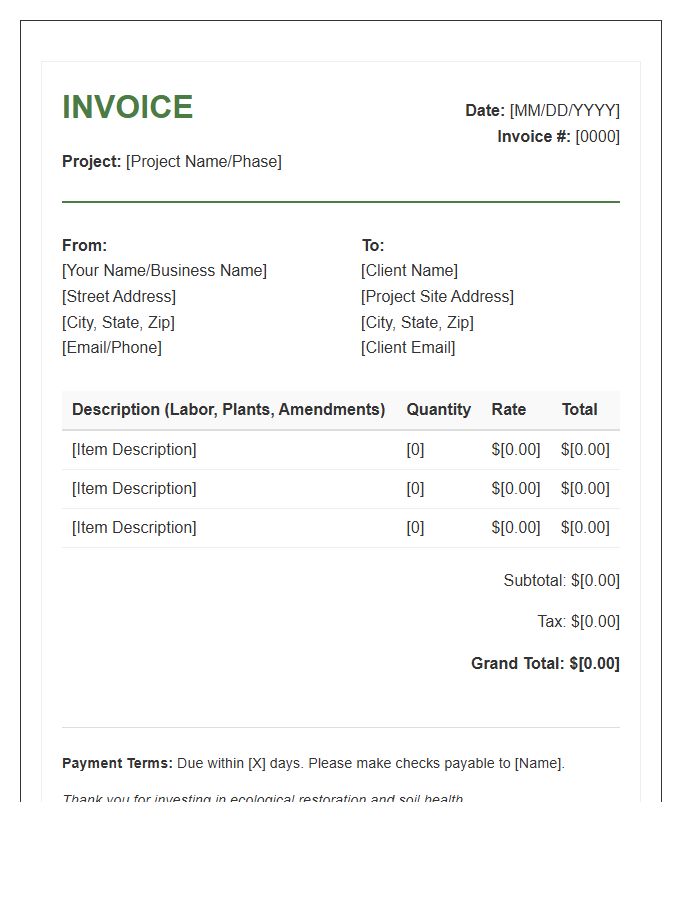 Regenerative Landscaping Project Invoice Template