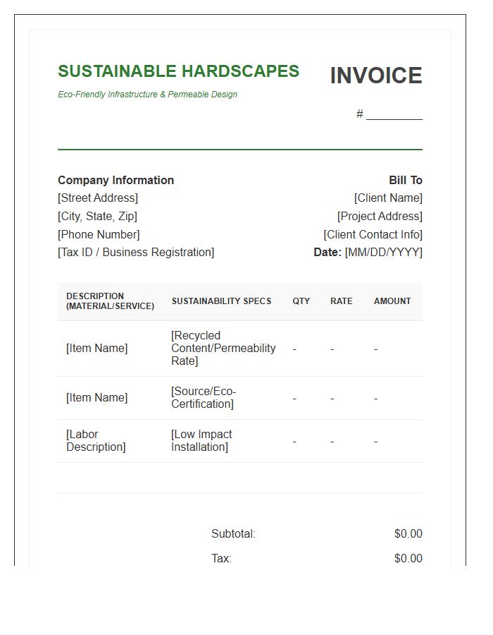 Sustainable Hardscape Construction Invoice Template