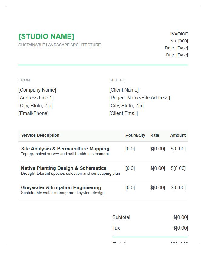 Sustainable Landscape Architecture Invoice Template