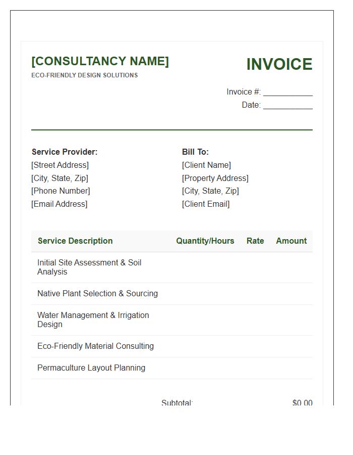Sustainable Landscaping Consultation Invoice Template