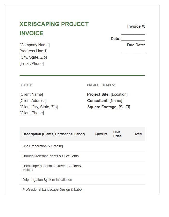 Xeriscaping Project Billing Invoice Template