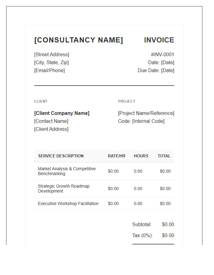 Corporate Strategy Consulting Service Invoice Template