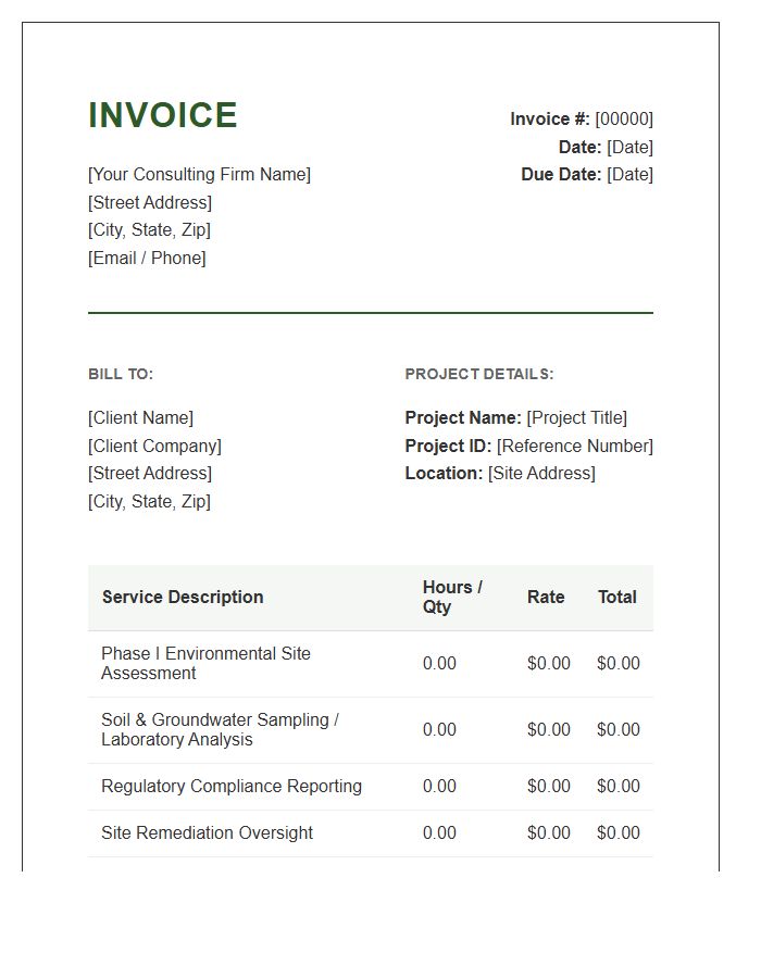 Environmental Consulting Professional Service Invoice Template