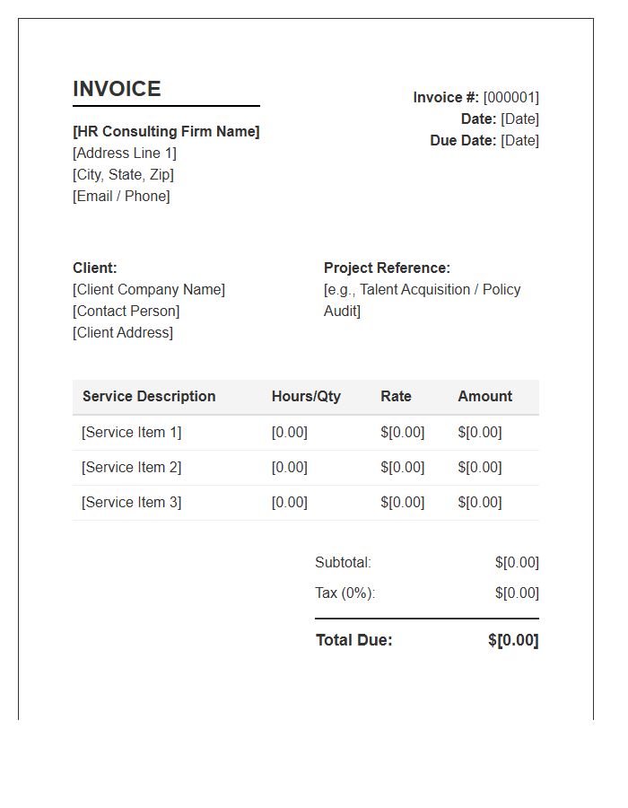 Human Resources Consulting Service Invoice Template