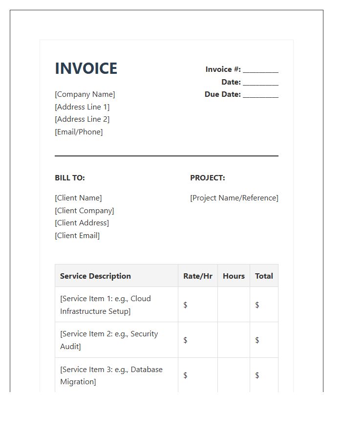 Information Technology Consulting Service Invoice Template