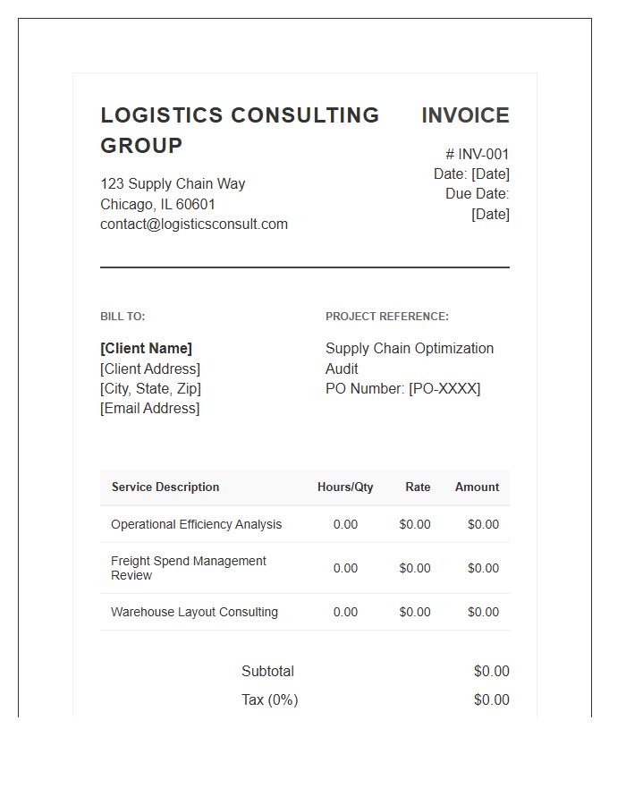 Logistics Consulting Professional Service Invoice Template