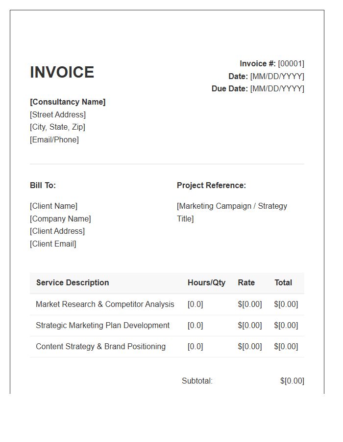 Marketing Strategy Consulting Service Invoice Template