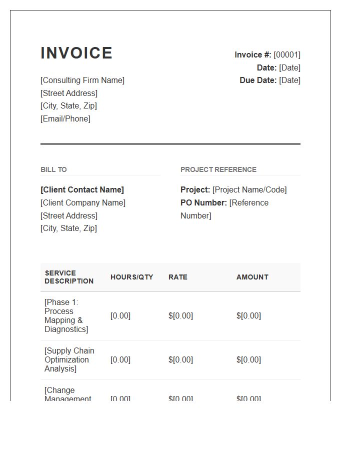 Operations Consulting Professional Service Invoice Template