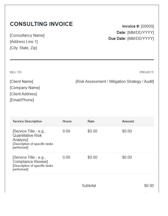 Risk Management Consulting Service Invoice Template