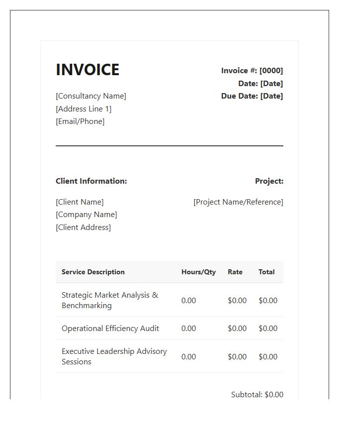 Strategic Business Consulting Service Invoice Template
