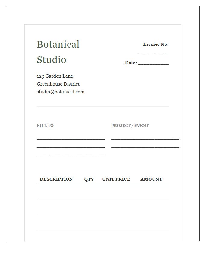 Botanical Studio Invoice Template