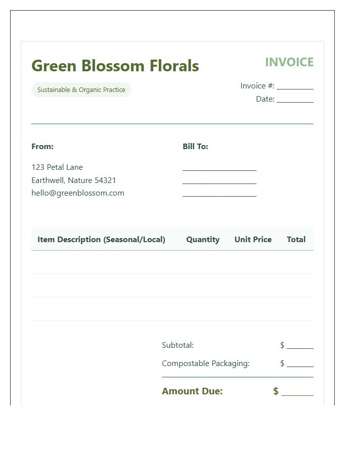 Eco Friendly Florist Invoice Template