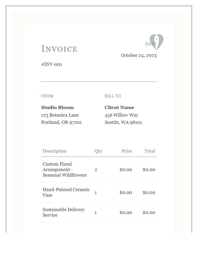 Minimalist Organic Floral Invoice Template