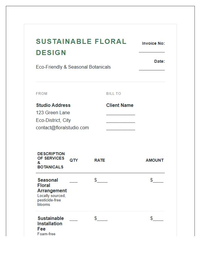 Sustainable Floral Design Invoice Template