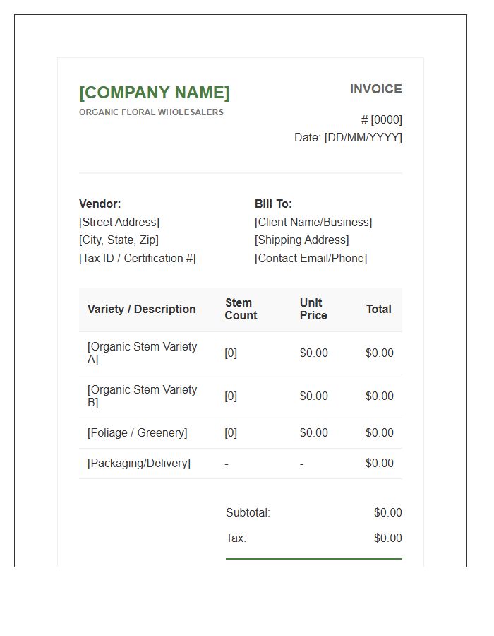 Wholesale Organic Floral Invoice Template