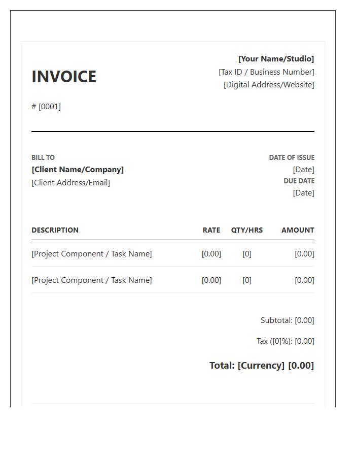 Digital Nomad Project Invoice Template