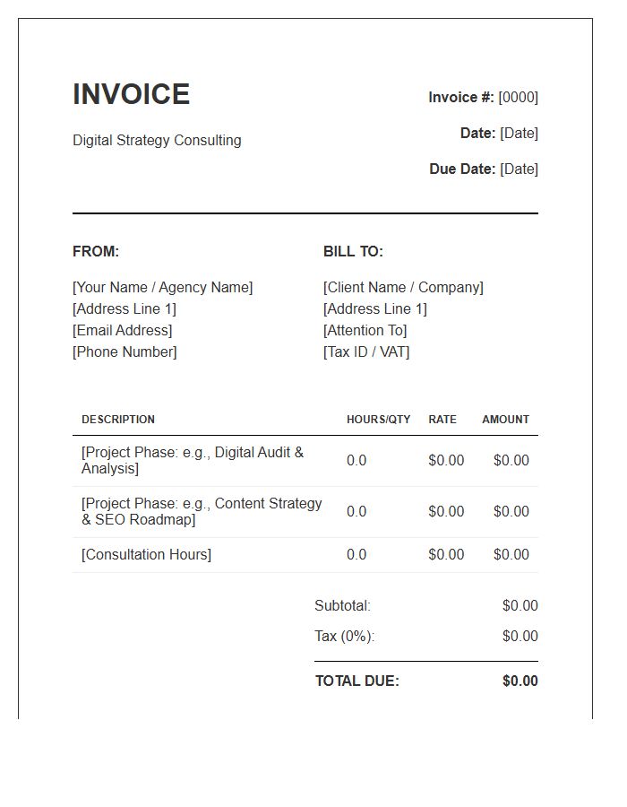Digital Strategy Consultant Invoice Template