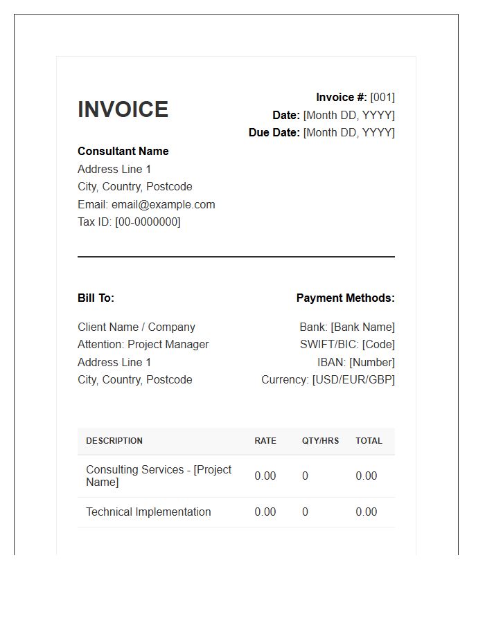 Global Freelance Consultant Invoice Template