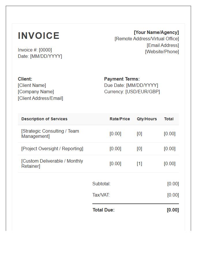 Remote Management Consultant Invoice Template