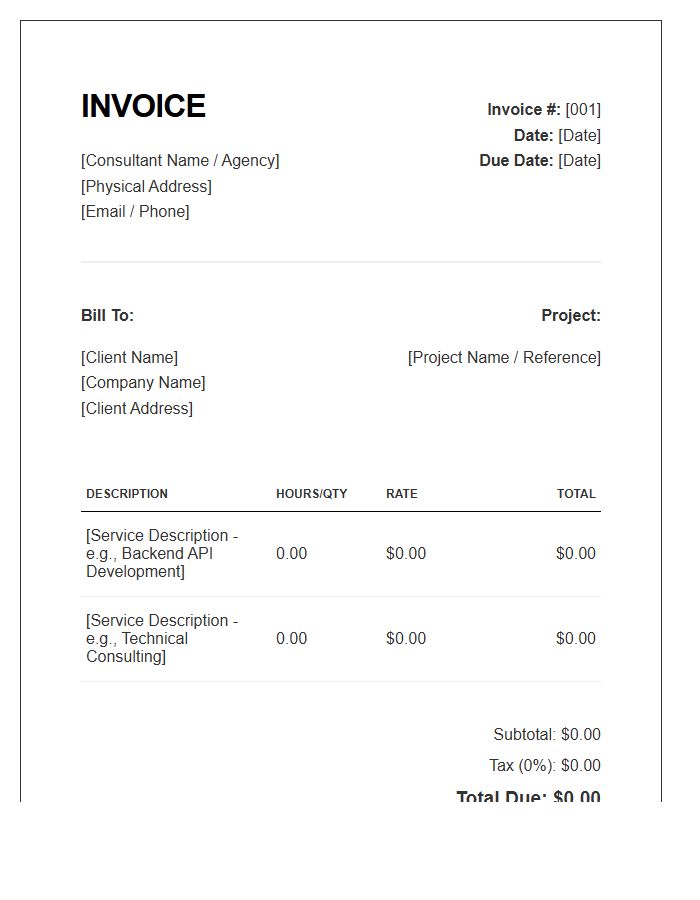 Remote Software Consultant Invoice Template