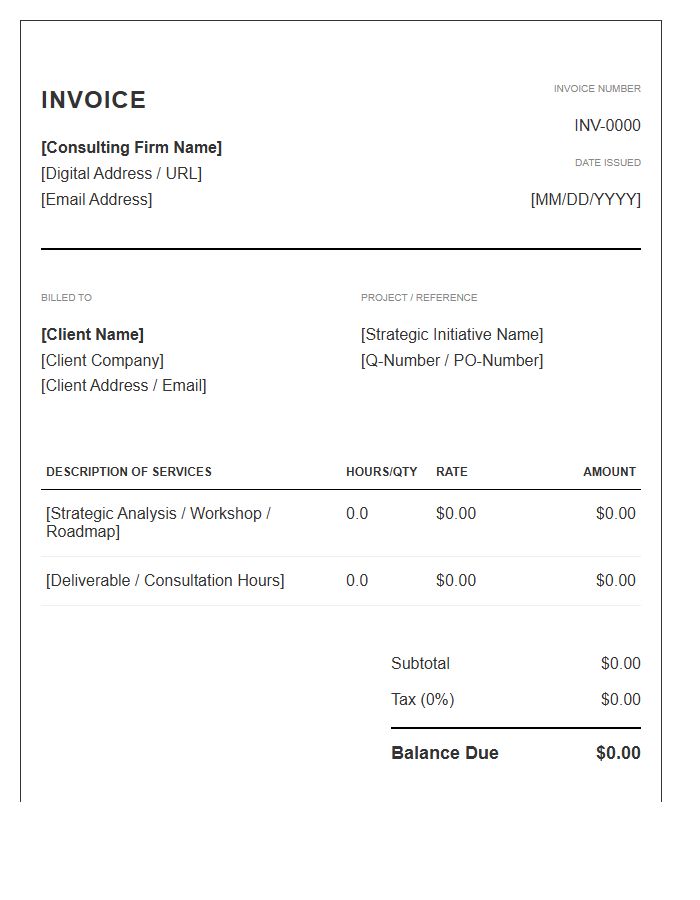 Virtual Strategy Consulting Invoice Template