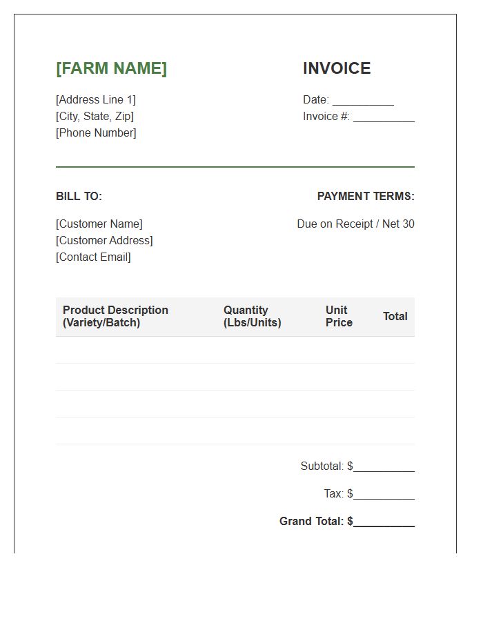Goat Cheese Producer Invoice Template