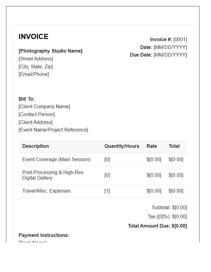 Corporate Event Photography Invoice Template