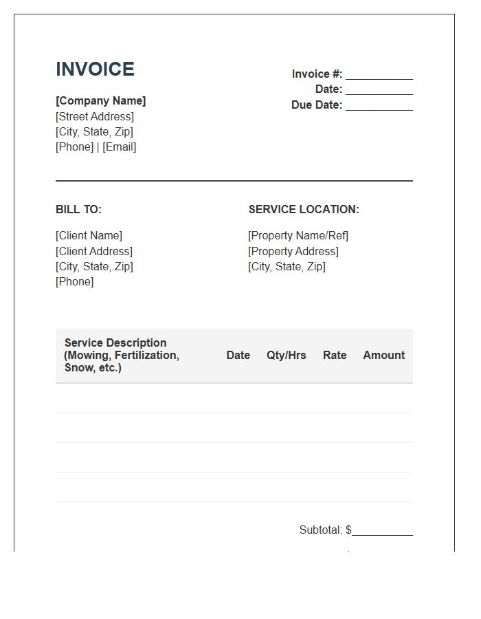 Exterior Grounds Management Invoice Template