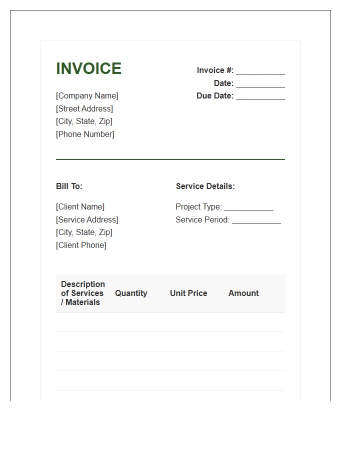Landscaping Contractor Billing Invoice Template