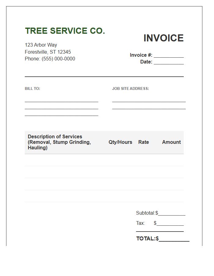 Tree Removal Service Invoice Template