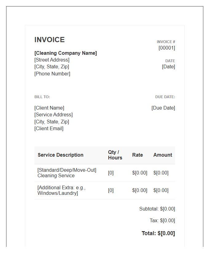 Residential Cleaning Service Invoice Template