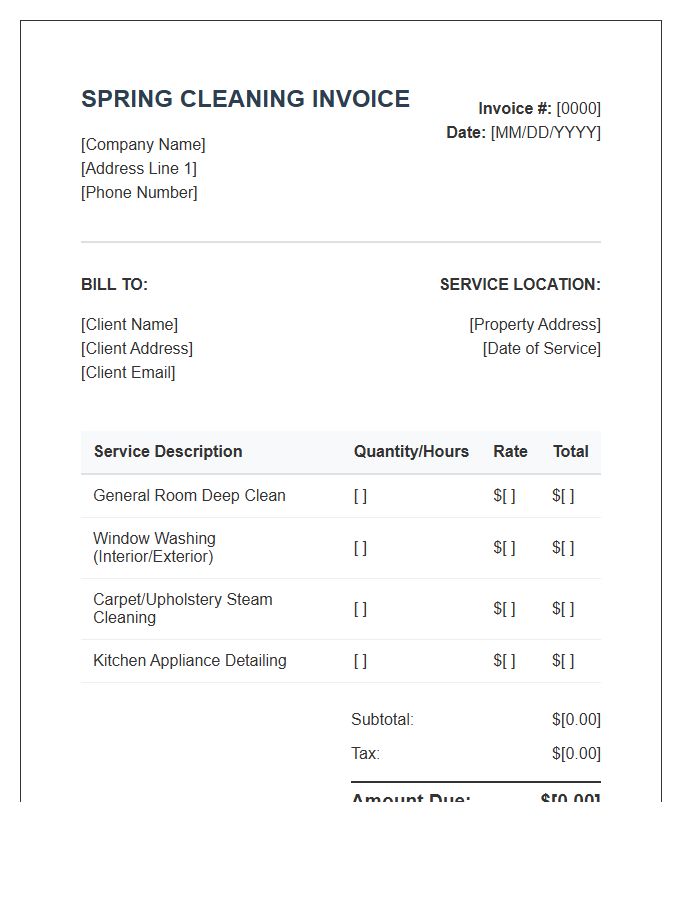 Spring Cleaning Service Invoice Template