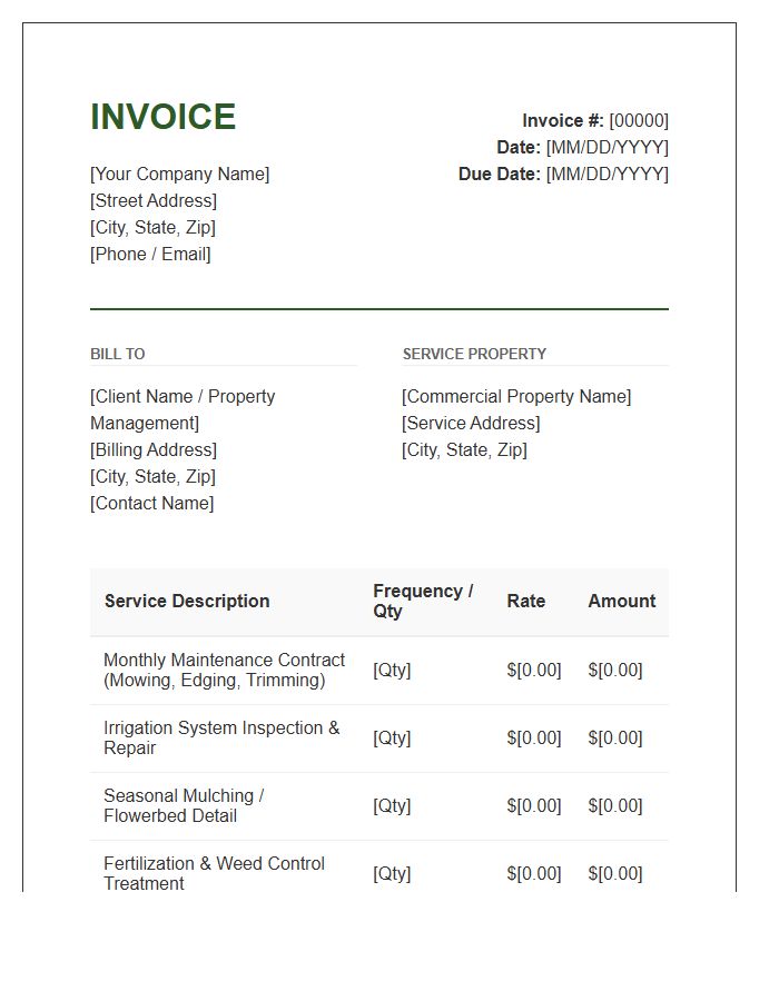 Commercial Landscaping Maintenance Invoice Template