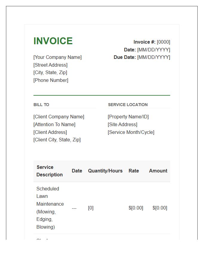Corporate Landscaping Maintenance Invoice Template