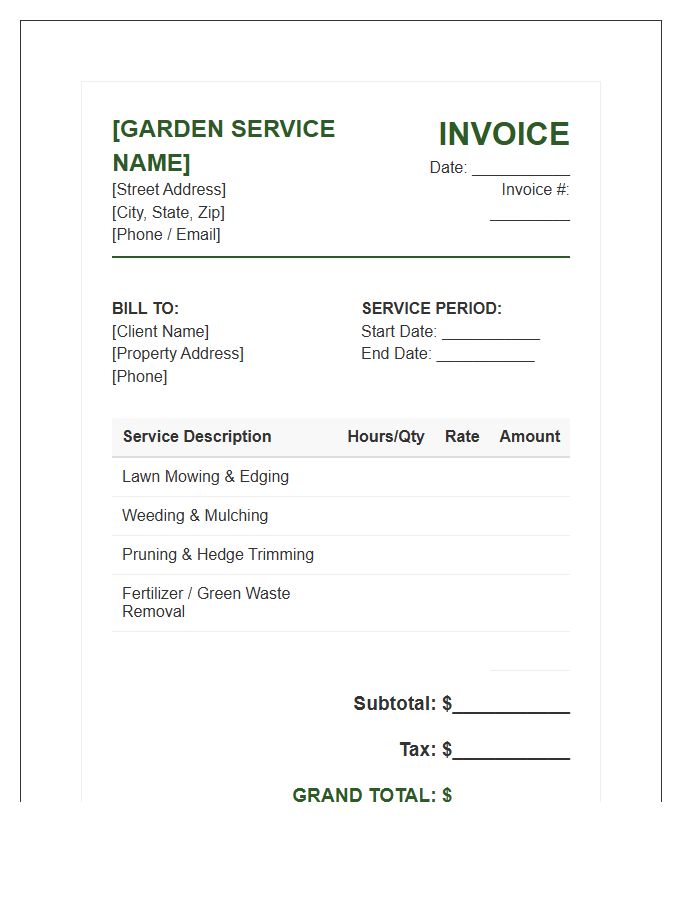 Garden Maintenance Service Invoice Template