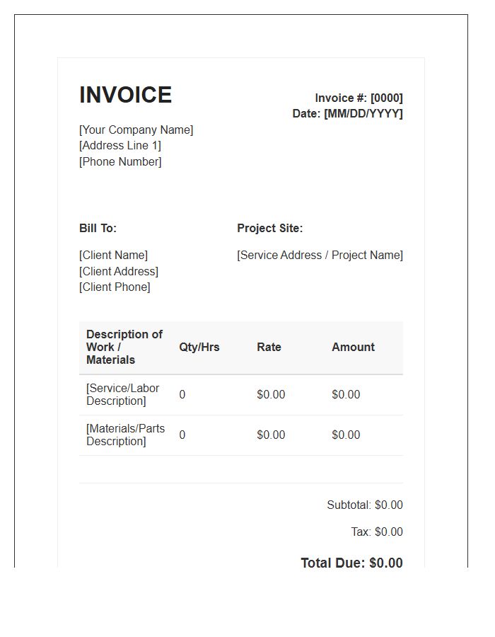 Home Improvement Handyman Invoice Template