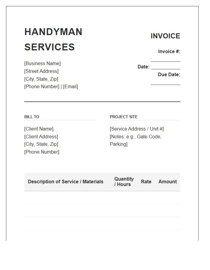 Interior Handyman Service Invoice Template