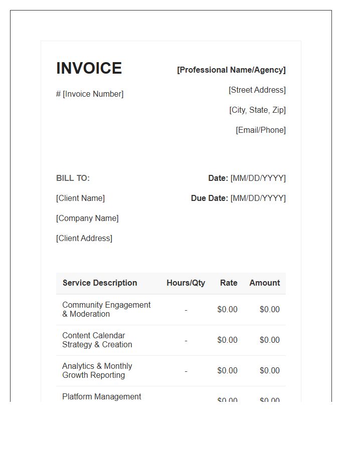 Community Management Service Professional Invoice Template