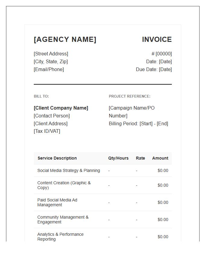 Enterprise Social Media Marketing Service Invoice Template