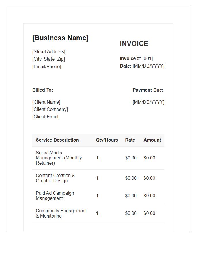 Small Business Social Media Management Invoice Template
