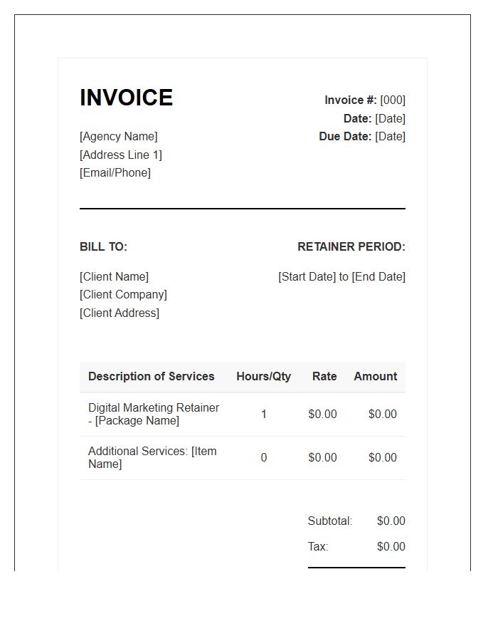 Digital Marketing Agency Retainer Invoice Template
