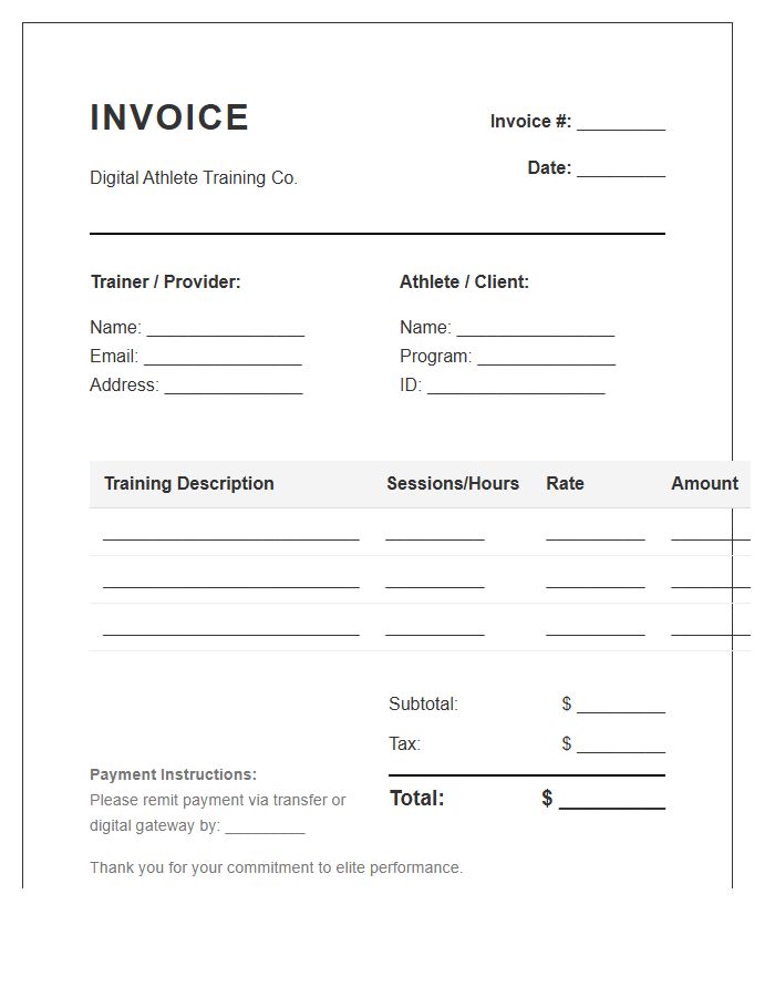 Contemporary Fitness Coach Invoice Template - Free Samples in PDF ...