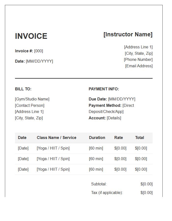 Contemporary Fitness Coach Invoice Template - Free Samples in PDF ...
