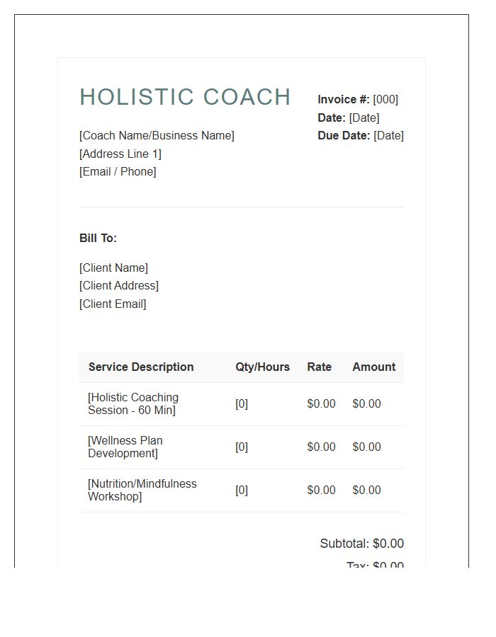 Contemporary Fitness Coach Invoice Template - Free Samples in PDF ...