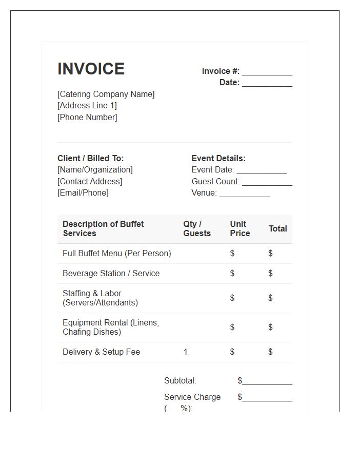 Buffet Service Event Invoice Template